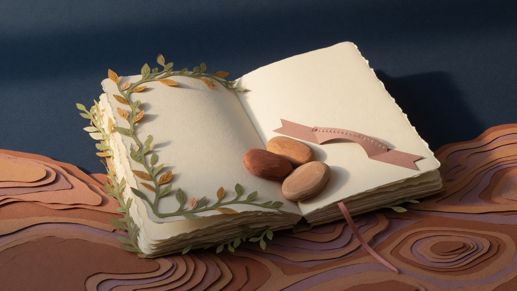 Blank reflection journal and milestone stones